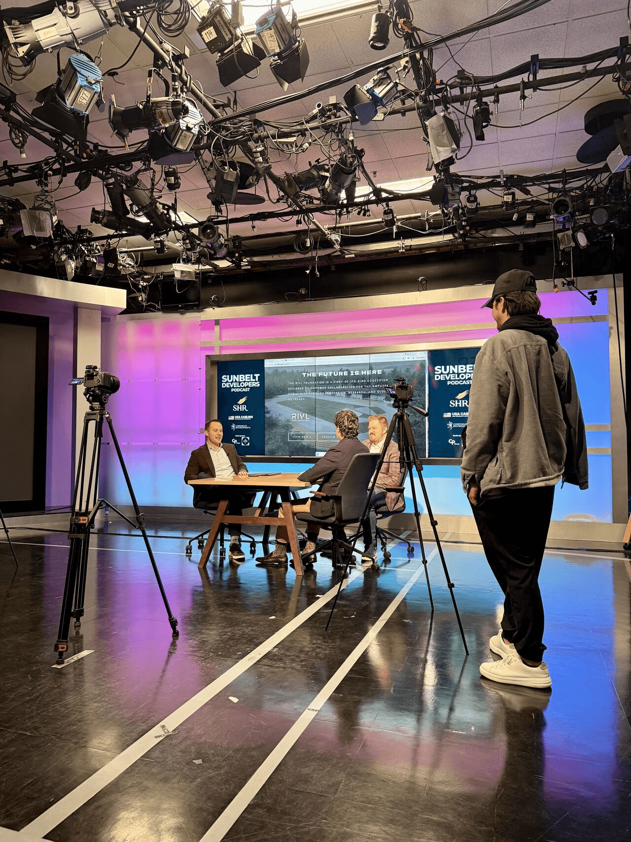 The Sunbelt Developers crew filming a conversation at The CTR studio